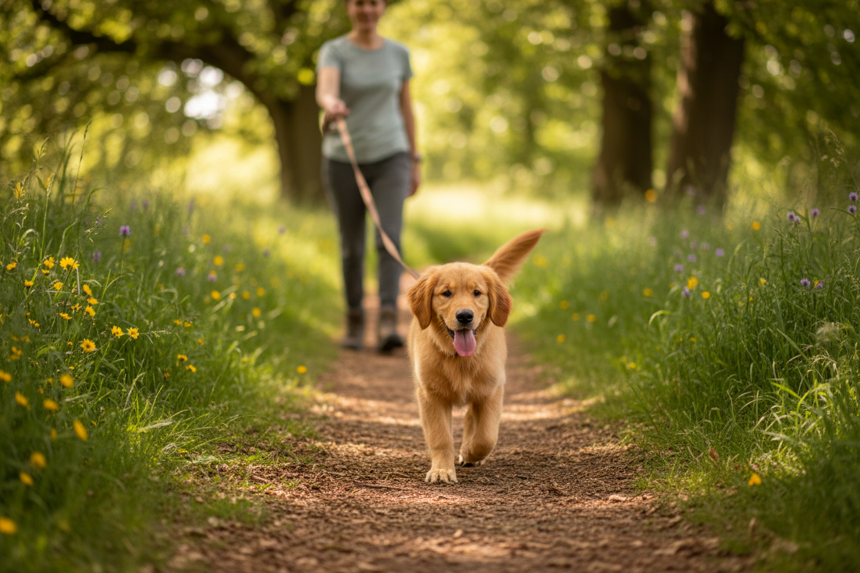 Dog on nature trail
